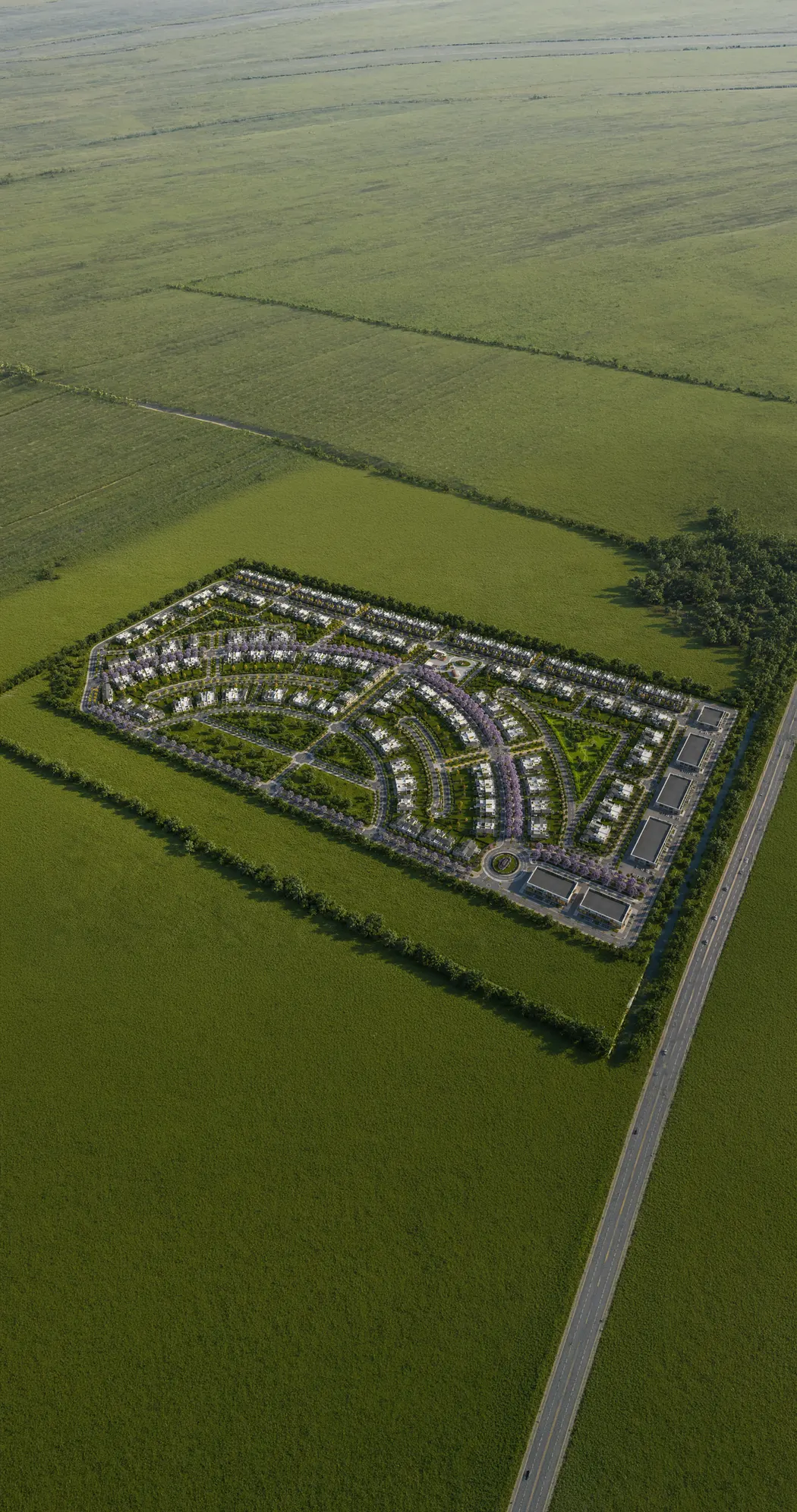 Render aéreo del masterplan de Nobeles